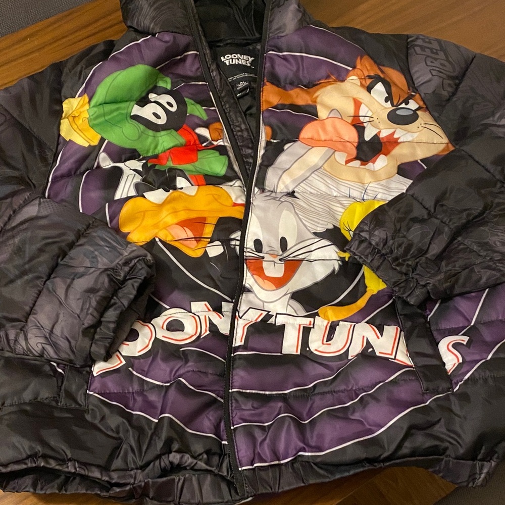 Warner Bros. Looney Tunes Kids Puffer Jacket - Black and Purple